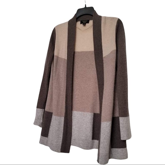 Charter Club Luxury Cashmere Cardigan ~ Color Block - Picture 2 of 3